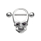 Barbell silver with two balls skull