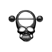 Barbell silver with two balls black skull