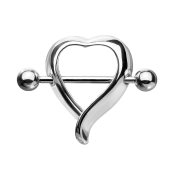 Barbell silver with two balls heart