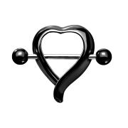 Barbell black with two balls black heart