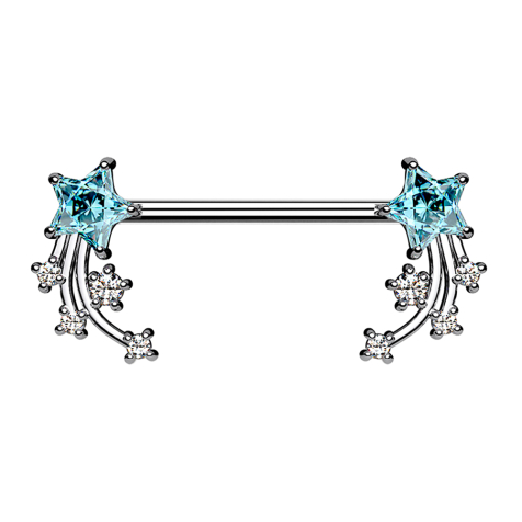 Barbell silver shooting star aqua