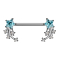Barbell silver shooting star aqua