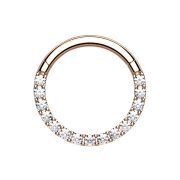 Micro anneau segment pliable or rose front cristaux argent