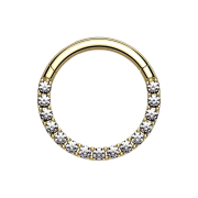 Micro segment ring hinged gold-plated front crystals silver