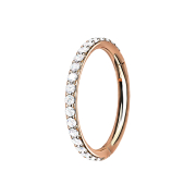Micro segment ring hinged rose gold side crystals silver