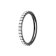 Segment ring hinged black side crystals silver