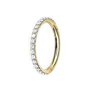 Segment ring hinged gold-plated side crystals silver