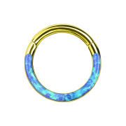 Micro segment ring hinged gold-plated front opal stripe blue