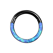 Micro segment ring hinged black front Opal stripes blue