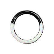 Micro anneau segment rabattable noir front opal stripe blanc