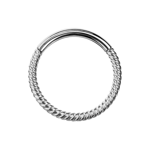 Micro segment ring hinged braided silver