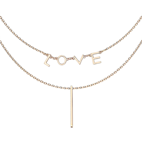 Rose gold chain pendant LOVE and bar