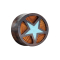 Flared Plug en bois de sono Tourbillon en fil de cuivre avec étoile Turquoise scintillante