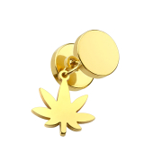 Gold-plated fake plug with hemp leaf pendant