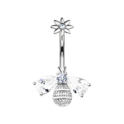 Banane Innengewinde silber Biene mit Blume