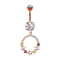 Banana rose gold with pendant circle with crystals and flowers