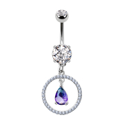 Banana in argento con cerchio pendente con cristalli e...