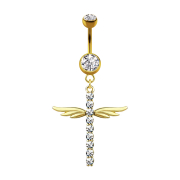 Banana 14k gold-plated with cross pendant with wings and...