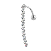 Banana silver with zigzag crystal bar pendant