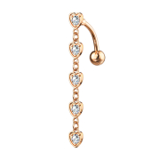 Banana rose gold with pendant five hearts with crystal