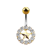 Banana gold-plated star with silver crystal circle