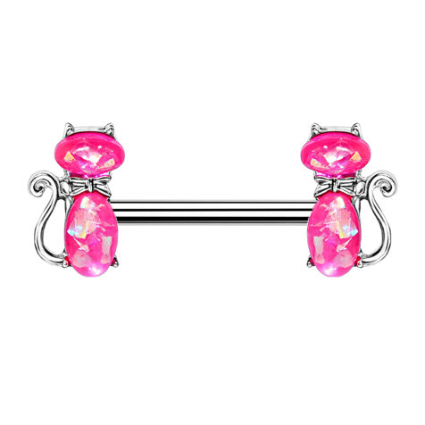 Barbell argento gatto opale rosa