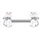 Barbell argent chat opale blanc
