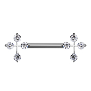 Barbell silver cross with crystal silver