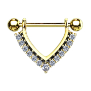Barbell 14k gold-plated pendant with silver crystals