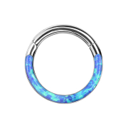 Micro segment ring, foldable, silver front, opal stripes,...