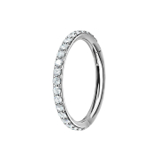 Micro segment ring hinged silver lateral crystals silver