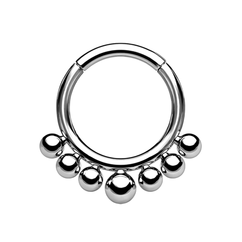 Micro segment ring hinged silver seven balls