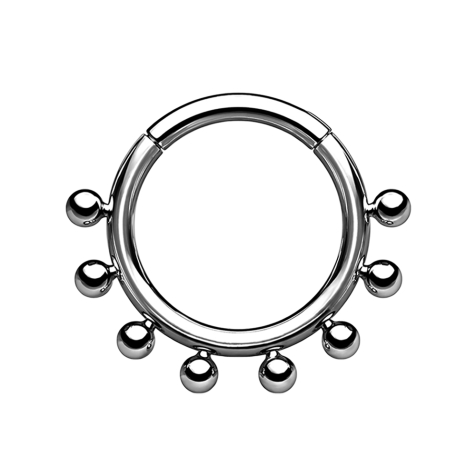 Micro anneau segmenté pliable argenté huit boules large