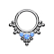 Micro segment ring, foldable, silver, balls, triangles with blue opal