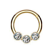 Micro segment ring hinged gold-plated three beads...