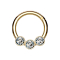 Micro segment ring hinged gold-plated three beads crystals silver