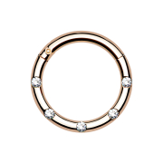 Micro segment ring hinged rose gold front five crystals...