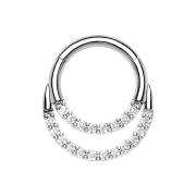 Micro Segmentring klappbar silber doppel front Kristalle...