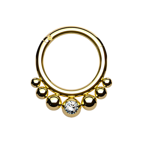 Micro segment ring hinged gold-plated seven beads crystal silver