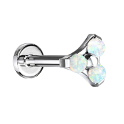 Micro Labret Innengewinde silber Dreieck drei Opale weiss