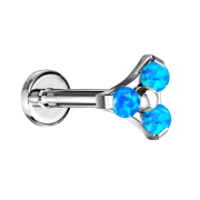 Micro labret filo interno argento triangolo tre opali blu