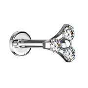 Micro labret inner thread silver triangle three crystals...