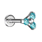 Micro Labret femelle argent triangle trois cristaux aqua
