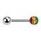 Barbell silver with crystal ball Rasta epoxy protective coating