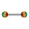 Barbell silver with two crystal balls Rasta epoxy protective coating