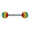 Barbell argent avec deux boules de cristal Rasta époxy de protection