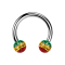 Circular Barbell argent avec deux boules de cristal Rasta époxy de protection