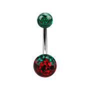 Banane argentée avec boule de cristal vert et...