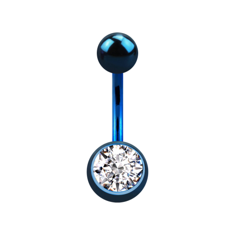 Banana blu scuro con sfera e cristallo argento