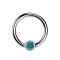 Micro Ball Closure Ring silber und Kristall aqua